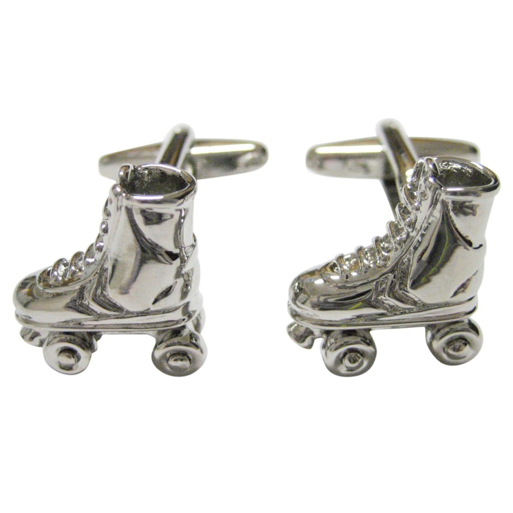 Silver Toned Rollerskates Cufflinks